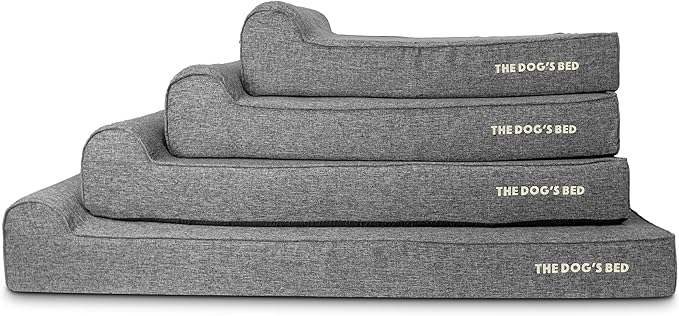The Dog’s Bed Orthopedic Headrest Dog Bed XXL Grey Linen, Memory Foam, Pain Relief for Arthritis, Hip & Elbow Dysplasia, Post Surgery, Lameness, Waterproof Washable Cover, Veterinary Approved
