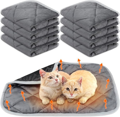 Clysee 8 Pack Self Heating Cat Mat Self Warming Cat Bed Extra Warm Thermal Pet Bed Mat Reflects Body Heat Washable Dog Crate Pad for Indoor Outdoor Pets(Gray,18 x 24 Inch)