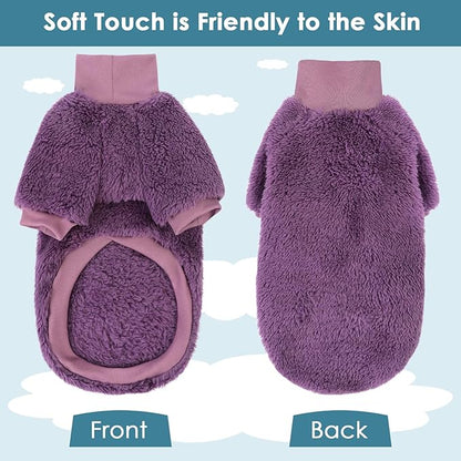 SUNFURA Sphynx Cat Sweater, Hairless Cats Turtleneck Pullover Kitten Sweaters for Cats Only, Warm and Soft Cat Pajamas Shirt with Sleeves Pet Winter Clothes Fleece Jumpsuit for Puppy, Purple M