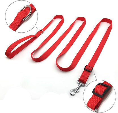 10FT Adjustable Dog Leash, Nylon Dog Leashes for Medium Large Dogs (Red)
