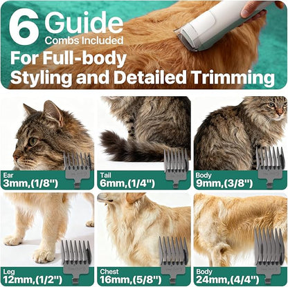 Dog Grooming Kit with Vacuum, 15000Pa Pet Hair Clipper and Shedding Brush, 50dB Low Noise, 2L Capacity, White