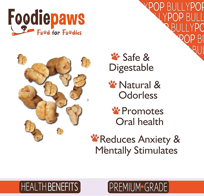 FOODIEPAWS Bully Pop, 8 oz – All-Natural, High Protein Chews for Dogs – Fully Digestible & Grain-Free – Supports Dental Health & Chewing Satisfaction