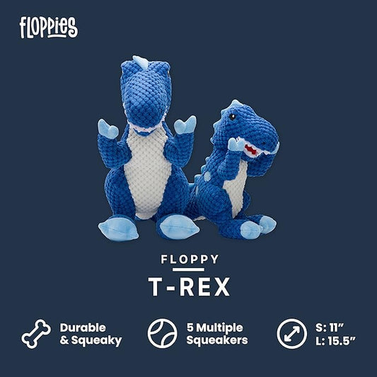 fabdog Floppies Plush Dog Toy - Cute & Durable Squeaky Dog Toys - Best Squeak Toy for Puppies and All Breeds | Ideal Pet Gift| Large T-Rex