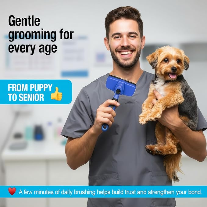 Grooming Duo, 2-in-1 Pet Brush Set with Retractable Self-Cleaning Brush and Silicone Bath Brush for Dogs and Cats (PINK)