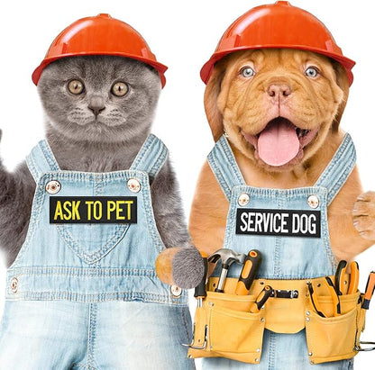 8 Pieces Service Dog Patches Colorful Dog Vest Harnesses Patches Do Not Pet Vest Patches Ask to Pet for Animal Tactical Harnesses Collars Leashes