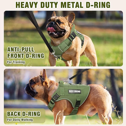 Tactical Dog Harness Medium Sized Dog,No Pull Military Dog Vest with Handle&Molle,Reflective Heavy Duty Pet Harness for K9 Working Walking Hiking Training Green M