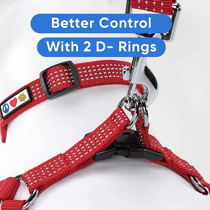 Pawtitas Reflective Step-in Dog Harness – Adjustable No-Pull Vest for Puppies to Seniors, Safe & Comfortable, XS Red