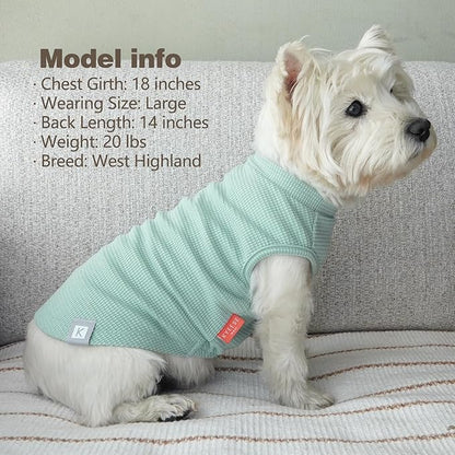 KYEESE 2Pack Waffle Dog Shirts Stretchy Dog T-Shirts Lightweight Dogs Tank Top Sleeveless Striped Dogs Shirt Vest Breathable, XX-Large, Green+Striped