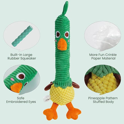 Nocciola 2 in 1 Duck Dog Toy with a Large Rubber Squeaker - Tough Durable Stuffed Squeaky Crinkle Chew Toys for Aggressive Chewers, Medium and Large Breeds