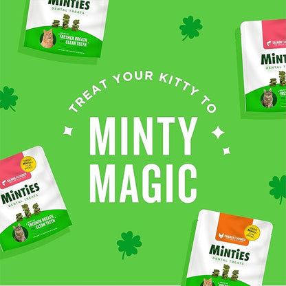 Minties Dental Treats for Cats, Salmon Flavored Treats for Cats, Freshens Breath and Controls Tartar, 2.5oz (Pack of 2)