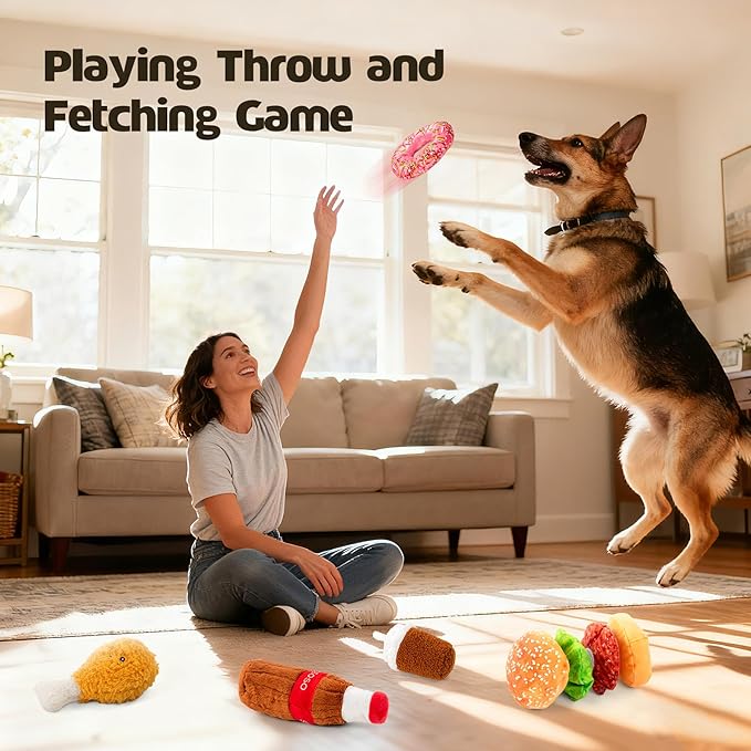 Large Dog Toy Set, 5-Pack Stuffed Dogs Chew Toys, Durable Plush Dog Toy, Dogs Squeaky Toys for All Breed