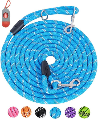 Long Dog Leash for Dog Training 20FT, Heavy Duty Dog Lead for Large Medium Small Dogs Outside Walking, Playing, Camping, or Yard, Blue