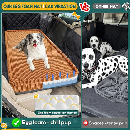 Dog Car Bed, Non-Slip Backseat Extender Pet Mat, Removable Washable Dog Bed for SUVs, Sedans & Trucks, Anti-Slip Travel Bed for Dogs, Easy Clean & Scratch-Proof & Comfort Brown（56"x28.7"