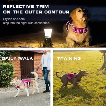 Dog Harness for Large Dogs Heavy Duty, No Pull Tactical Dog Harness with Molle System, Easy On and Off Service Dog Vest, Breathable Padded, Adjustable Reflective Pet Vest for Walking Hiking Training