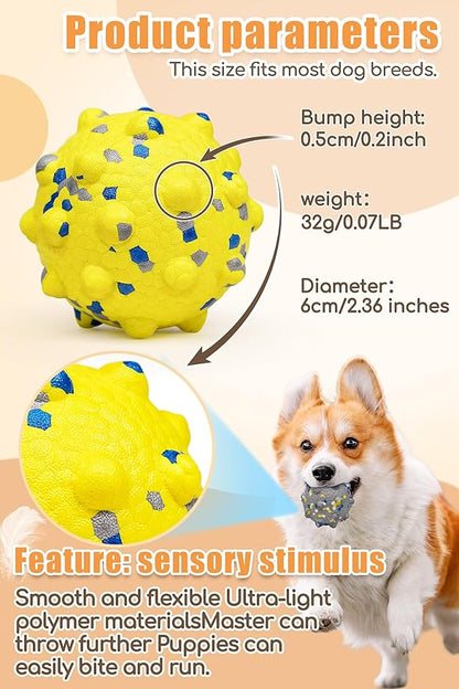Moonorange Dog Tennis Balls for Aggressive Chewers, Indestructible Durable Bouncy Interactive Toy for Dogs Fetch Game Lightweight Floating Outdoor Training(Yellow+Blue Medium)