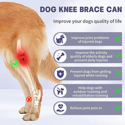 Dog Knee Brace for Torn Acl Hind Leg,Adjustable Four-Legged Universal Dog Knee Brace with Metal Support Strip,Keeps Joints Stable&Relieve Joint Pain and Ligament Damage,Size L.