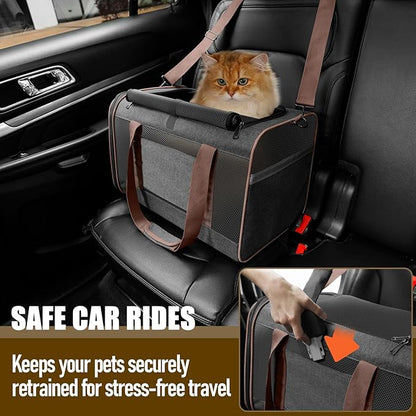 GAPZER Small Dog Carrier Cage Soft Chihuahua/Softshell Big Cat Carrier Maine Coon/Pet Taxi Carrying Bag Over 25lbs / Top Loader Travel Kennel Brown