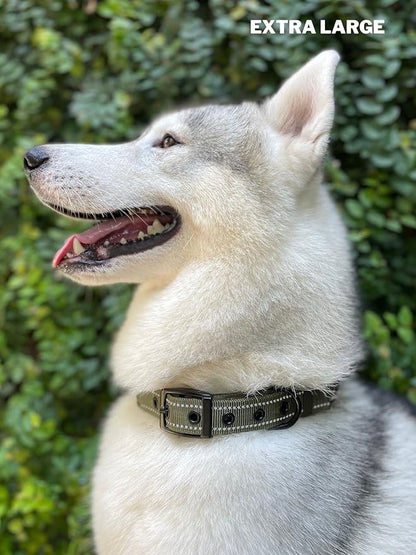 Tuff Pupper Heavy Duty Dog Collar with Handle | Ballistic Nylon Heavy Duty Collar | Padded Reflective Dog Collar with Adjustable Stainless Steel Hardware | Convenient Sizing for All Breeds