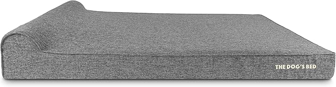 The Dog’s Bed Orthopedic Headrest Dog Bed XXXL Grey Linen, Memory Foam, Pain Relief for Arthritis, Hip & Elbow Dysplasia, Post Surgery, Lameness, Waterproof Washable Cover, Veterinary Approved