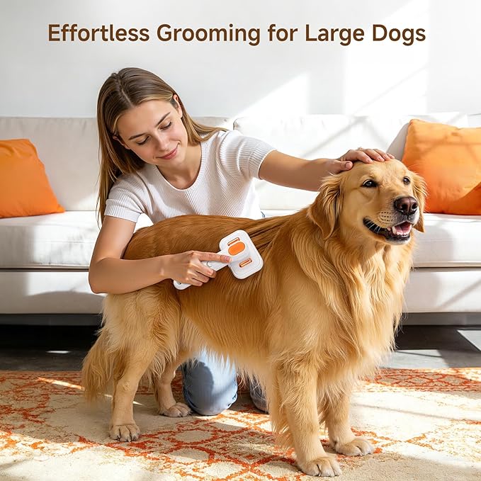 Dog Brush for Shedding & Cat Grooming Spray Brush, 3-in-1 Cool Mist Deshedding Tool with Self-Cleaning & Extra Wide Comb, Water Window, Safe for Long/Short Haired Pets