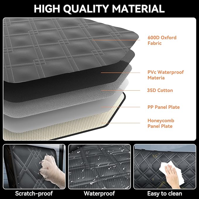 Surfcabin Back Seat Extender for Dogs – Waterproof Dog Seat Cover for Back Seat with Door Protection, Easy to Use and Clean, Hard Bottom, Holds 420 lbs Dog Hammock for Cars, SUVs & Small-Size Trucks