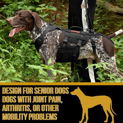 OneTigris Dog Lift Harness for Large Dogs, Dog Hip Support Brace, Full Body Dogs Lifter with Handles Invictus Multifunctional Mobility Assistance Vest for Back Legs (Black, Medium)