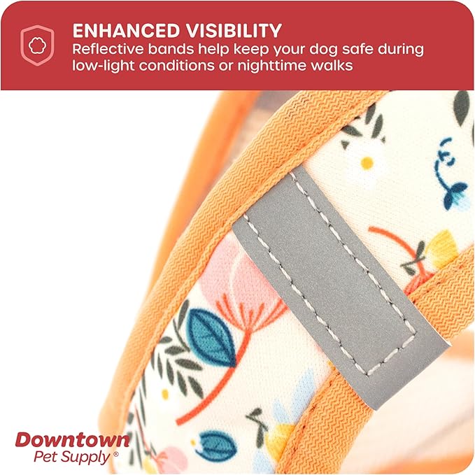 Downtown Pet Supply Step-in Dog Harness – No Pull, Adjustable Padded Mesh with Reflective Trim, Secure Buckle Strap – Comfortable & Breathable Small Dog Harness, Small, Floral