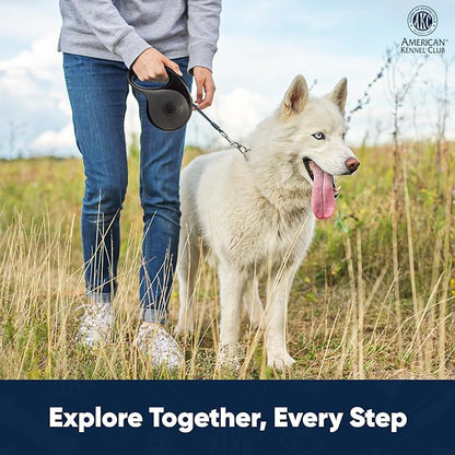 American Kennel Club Retractable Dog Leash, 16.4ft, Tangle-Free, Ergonomic Grip, One-Hand Brake, for Medium & Large Dogs up to 66 lbs