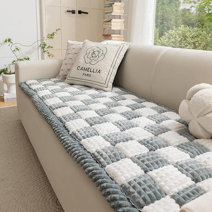HOMEREFROM Couch Cover for Dogs Washable, Fuzzy Pet Cover for Sofa, Covers for 3 Cushion Couch Pet-Friendly, Non Slip Dog Bed Mat Dog Blanket (Bluegrey, 27.6x82.7 inch)
