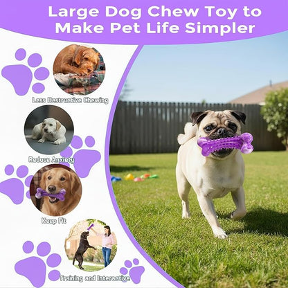 Dog Toys for Aggressive Chewers, Long Lasting Dog Chew Toys - Interactive Rubber Bone Toy for Large, Medium Breed - Large Dogs Toy Keep Them Busy