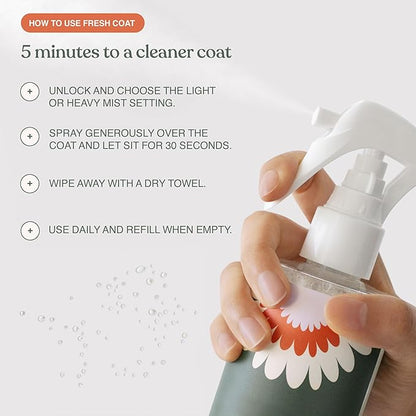 Fresh Coat Waterless Dog Shampoo | Daily Cleansing Spray for Clean & Fresh Coat | Fragrance-Free & Vet Approved | Gentle & Cruelty-Free No Rinse Dry Shampoo for Dogs
