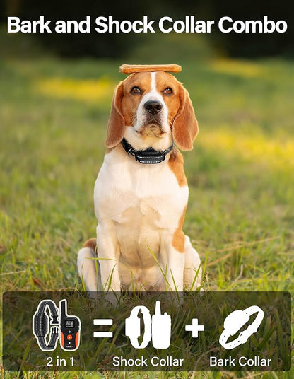 PaiPaitek Bark Collar with Remote and Automatic Mode - 3300ft Range Bark and Training Collar Combo, Shock Collar for Dogs 40-151 lbs Waterproof & Rechargeable