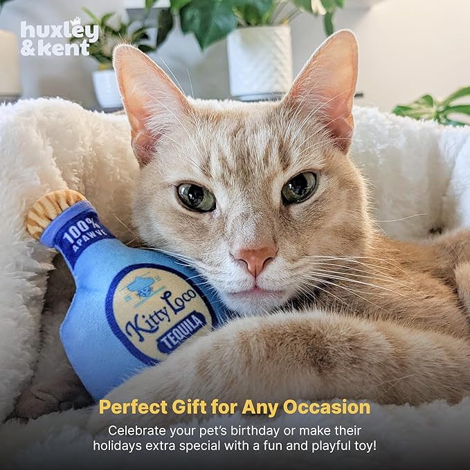 Huxley & Kent Plush Cat Toy - Interactive Catnip Toy for Cats & Kittens - Soft Kitty Toy with Crinkle & Catnip - Fun Indoor Play Toy - Kitty Loco Tequila