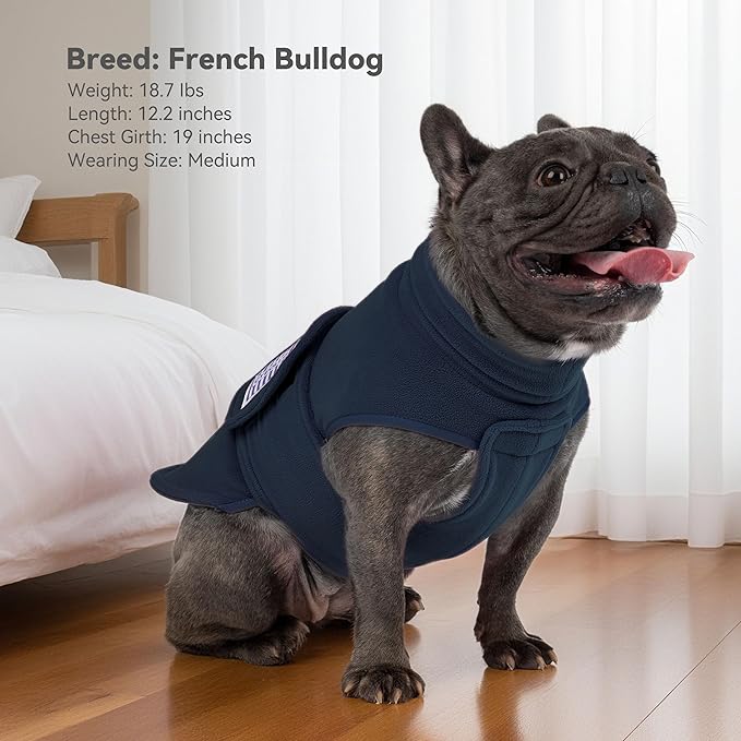 cyeollo Small Dog Sweater, Fleece Dog Sweaters Turtleneck Vest Soft Puppy Sweatshirt Stretchy Pet Fall Autumn Coat Warm Winter Clothes for Small Dogs Boy, Navy M
