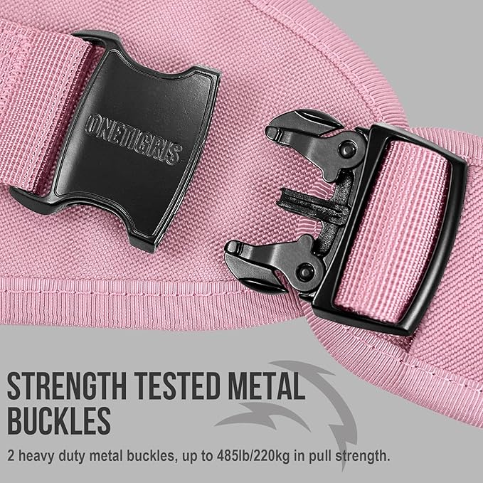 OneTigris Large Tactical Dog Harness, No Pulling Adjustable Dog Vest Harness, Heavy Duty Dog Harness with Handle, Large Hook and Loop Panels for Patch(Pink,M)