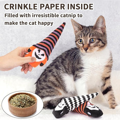 Retro Shaw Catnip Toys Gnome, Fun Cat Toys for Indoor Cats Kitty, Safe Teeth Cleaning Interactive Kitten Chew Kicker Toy for All Pet Breeds, 3 Pack