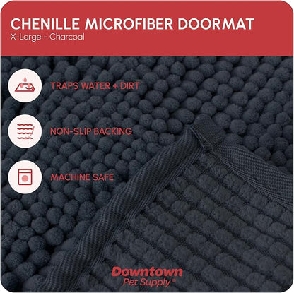 My Doggy Place Dog Mud Mat, 60" x 36" Charcoal – Thick Microfiber Entry Rug for Snow, Mud & Salt – Absorbent, Quick-Dry, Washer-Safe & Non-Slip, X-Large