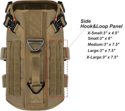 ICEFANG GN3 Tactical Dog Harness with 6X Buckle,Dog Molle Vest with Handle,3/4 Body Coverage,Hook and Loop Panel for ID Patch,No Pulling Front Clip (XL (32"-40" Girth), Coyote Brown)