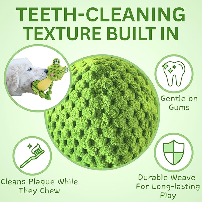 Leash and Leisure Plush Dog Toys, 3-Pack Variety Set with Squeaker, Crinkle Paper, Rope, Non-Toxic, Soft & Durable, Teething Puppy Toys- Farm Friends or Jungle Pals, 9.45 x 3.94 inches (Farm Friends)