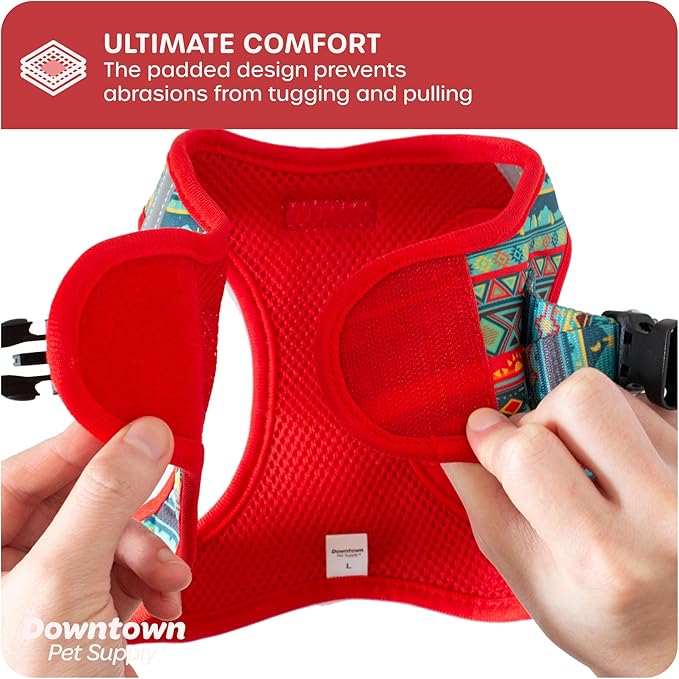 Downtown Pet Supply Step-in Dog Harness – No Pull, Adjustable Padded Mesh with Reflective Trim, Secure Buckle Strap – Comfortable & Breathable Small Dog Harness, X-Large, Tribal