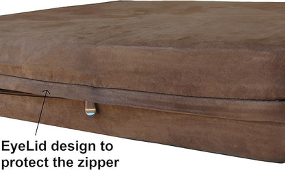 Dogbed4less Extra Large Orthopedic Dog Bed with Human Grade Gel Infused Memory Foam and Waterproof Liner, Durable Microsuede Brown Cover, 47X29X4 Inch Fit 48X30 XL Crate