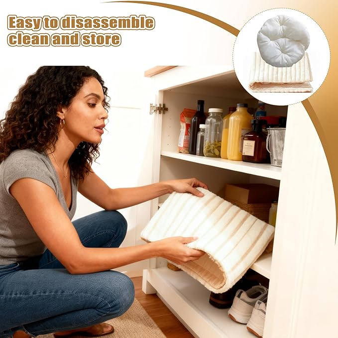 Indoor Cat House - Large Cat Bed Cave with Fluffy Balls and Scratch Pads, Foldable House and Apartment with Pads, Suitable for Multiple Cats(White, Large)