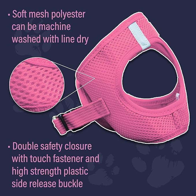 DOGGIE DESIGN Choke Free Reflective Step in Ultra Harness Pink American River (XXL)