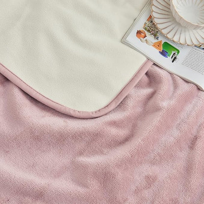 Yaning Waterproof Blanket 60"x80" for Adults, Reversible Waterproof Bed Cover for Dogs Cats Pets, Soft Leakproof Blanket for Bed Couch Sofa Furniture Protector, Dusty Pink/Off White