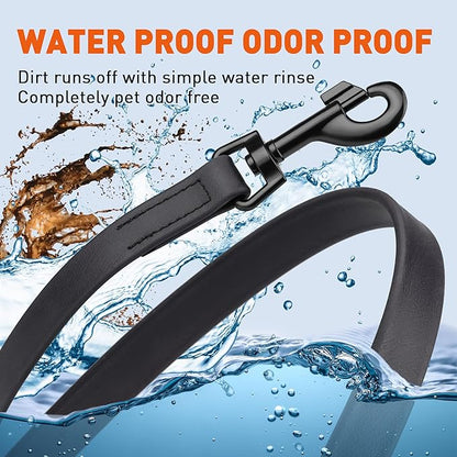 Dogline Biothane Waterproof 6ft Dog Leash Strong Coated Nylon Webbing with Black Hardware Odor-Proof Easy to Clean High Performance for Small or Large Dogs Made in USA 6ft Lead, Black