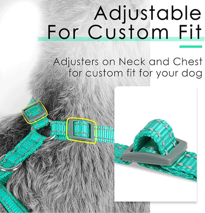 ThinkPet Reflective Breathable Soft Air Mesh No Pull Puppy Choke Free Over Head Vest Ventilation Harness for Puppy Small Medium Dogs and Cats(XS,Green)