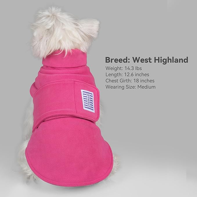 Fleece Dog Sweater for Large Dogs Girl, Adjustable Stretchy Dog Coat Jacket, Soft Comfortable Turtleneck Warm Winter Pet Clothes for Dogs, Pink 2XL