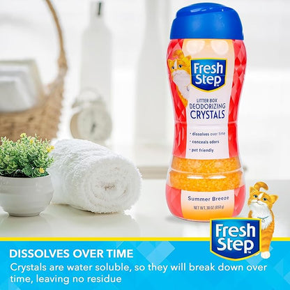 Fresh Step Cat Litter Crystals in Tropical Summer Breeze Scent - Cat Litter Box Deodorizer - Combats Odors and Neutralizes Smells to Keep Your Home Clean, 30 Ounce