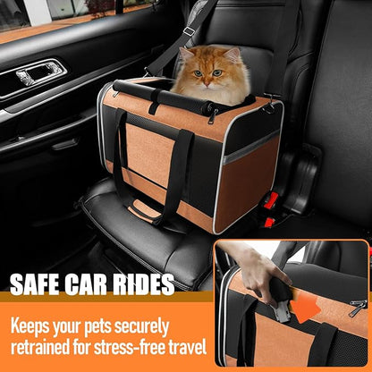 GAPZER Large Cat Carry Bag, Soft Shell Shih-Tzu Pet Transport Crate, 18x12x12 Top Opening Maltese-Dog Traveling Mesh Kennel 10 Pound, Big Bunny Rabbit Carrying Case Animal Carrier Kitty Product Orange