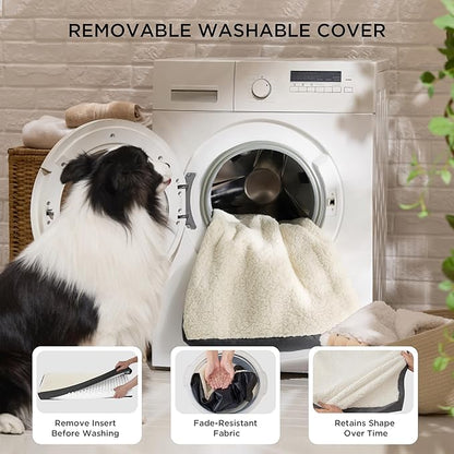 Bedsure XL Dog Beds Large Sized Dog -Comfy Flat Extra Large Pet Beds with Removable Washable Cover, Orthopedic Egg Crate Foam Mat, Suitable for Pet Up to 100 lbs